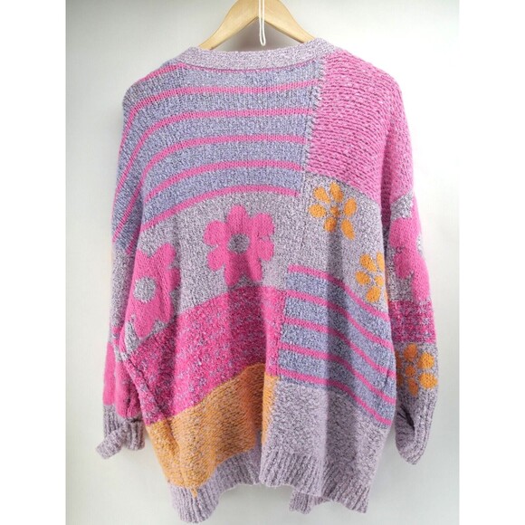 Sincerely Jules Relaxed Pastel Patchwork Hippie Floral Small Open Front Cardigan - Picture 8 of 9